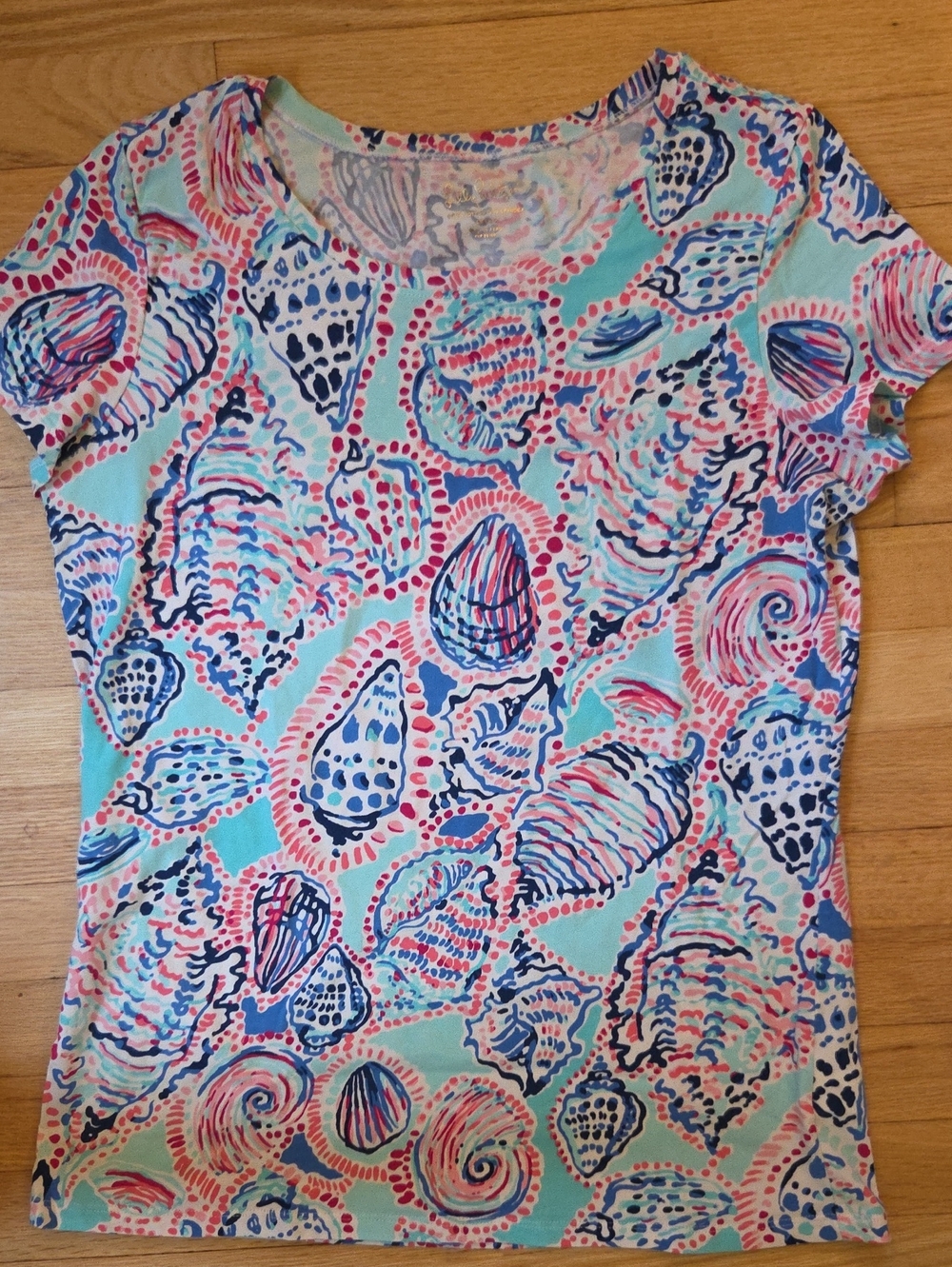 Lilly Pulitzer Large Shell Me About It Print Cotton Stretch T-Shirt